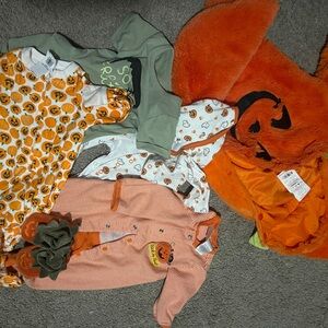 Pumpkin-Themed Kids Costume Set
